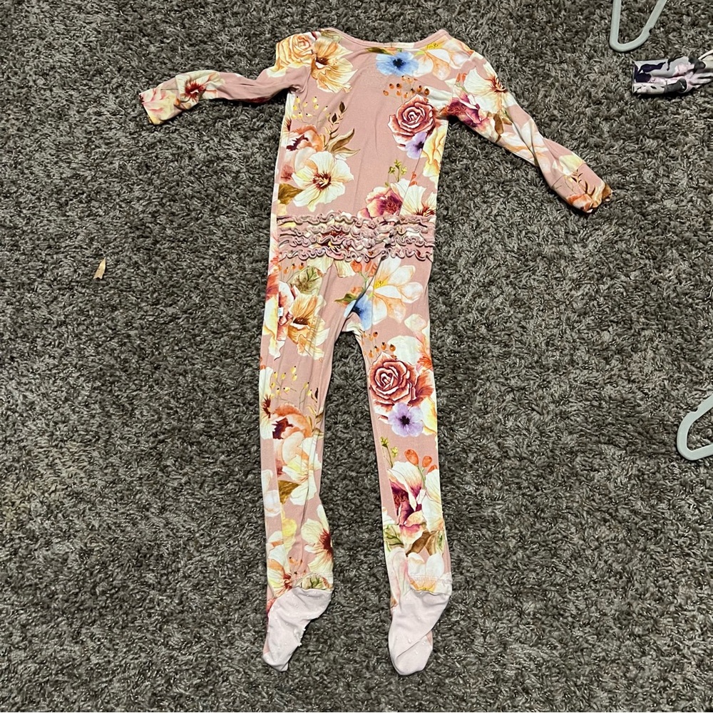 Floral Kids One Piece Pajama Posh Peanut - Picture 4 of 5